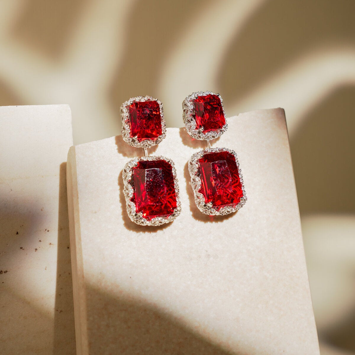 EMERALD DOUBLE DROP EARRINGS